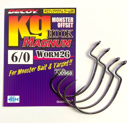 Офсетные крючки Decoy Worm 26 Kg Hook Magnum -№6/0 NS Black (4шт)